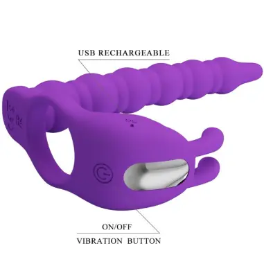 PRETTY LOVE - BLACKNEY ANILLO PENE CON PLUG VIBRADOR LILA 
