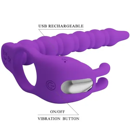 PRETTY LOVE - BLACKNEY ANILLO PENE CON PLUG VIBRADOR LILA 