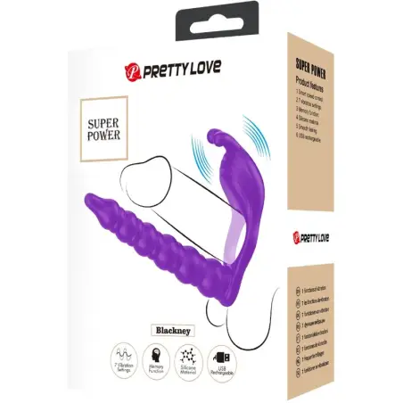 PRETTY LOVE - BLACKNEY ANILLO PENE CON PLUG VIBRADOR LILA 