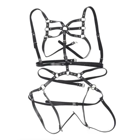 SUBBLIME - ARNÉS DE CUERPO CORREAS AJUSTABLE CUERO NEGRO TALLA ÚNICA Arnés para el cuerpo
