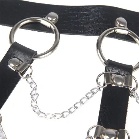 SUBBLIME - ARNÉS DE PECHO CADENAS CUERO NEGRO TALLA ÚNICA Arnés para el cuerpo