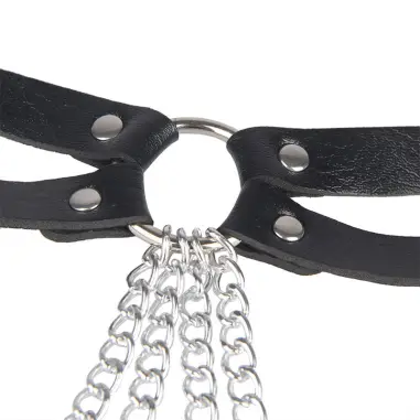 SUBBLIME - CINTURON DE CADENAS ANILLAS CUERO NEGRO TALLA ÚNICA 