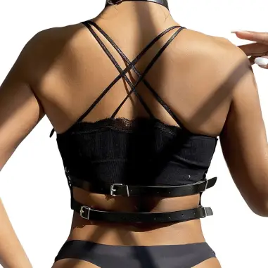 SUBBLIME - ARNÉS DE PECHO ANILLAS DE CUERO NEGRO TALLA ÚNICA Arnés para el cuerpo