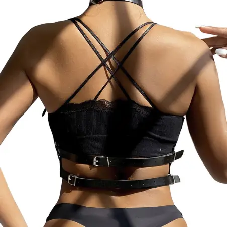 SUBBLIME - ARNÉS DE PECHO ANILLAS DE CUERO NEGRO TALLA ÚNICA Arnés para el cuerpo
