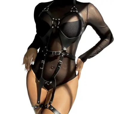 SUBBLIME - ARNÉS CUERPO ENTERO CON HEBILLAS CUERO NEGRO TALLA ÚNICA Arnés para el cuerpo