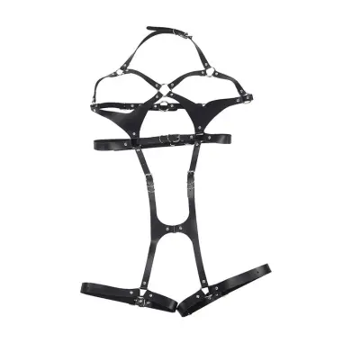 SUBBLIME - ARNÉS CUERPO ENTERO CON HEBILLAS CUERO NEGRO TALLA ÚNICA Arnés para el cuerpo