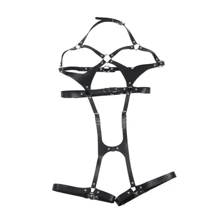 SUBBLIME - ARNÉS CUERPO ENTERO CON HEBILLAS CUERO NEGRO TALLA ÚNICA Arnés para el cuerpo