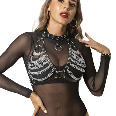 SUBBLIME - ARNÉS SUJETADOR Y COLLAR CON CADENAS TALLA ÚNICA 