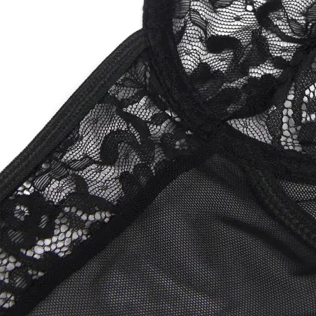 SUBBLIME - TEDDY CON LIGA DETALLE ENCAJES Y TIRAS NEGRO S/M Bodys