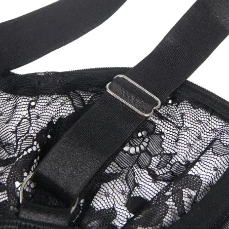 SUBBLIME - TEDDY CON LIGA DETALLE ENCAJES Y TIRAS NEGRO S/M Bodys