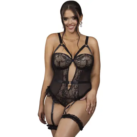 SUBBLIME - TEDDY CON LIGA DETALLE ENCAJES Y TIRAS NEGRO L/XL Bodys