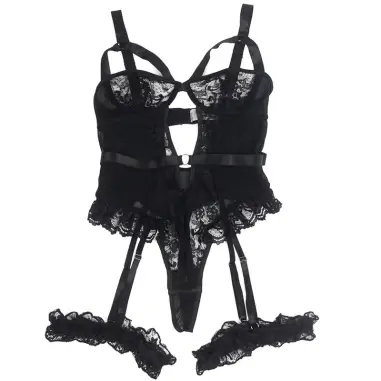 SUBBLIME - TEDDY CON LIGA DETALLE ENCAJES Y TIRAS NEGRO L/XL Bodys