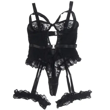 SUBBLIME - TEDDY CON LIGA DETALLE ENCAJES Y TIRAS NEGRO L/XL Bodys