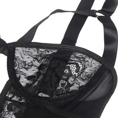 SUBBLIME - TEDDY CON LIGA DETALLE ENCAJES Y TIRAS NEGRO L/XL Bodys