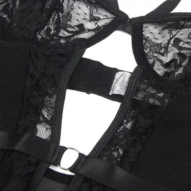 SUBBLIME - TEDDY CON LIGA DETALLE ENCAJES Y TIRAS NEGRO L/XL Bodys