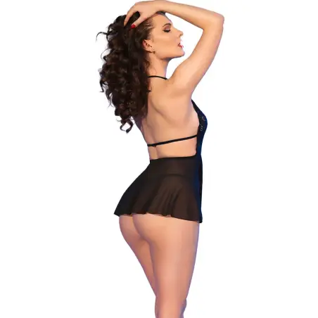 CHILIROSE - CR 4720 BABYDOLL & TANGA NEGRO L Babydoll
