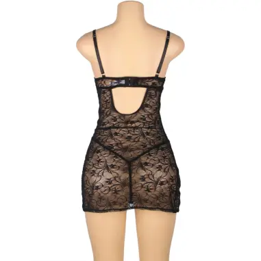 SUBBLIME - 954185 BABYDOLL DE ENCAJE CON TIRANTES AJUSTABLES NEGRO S/M 