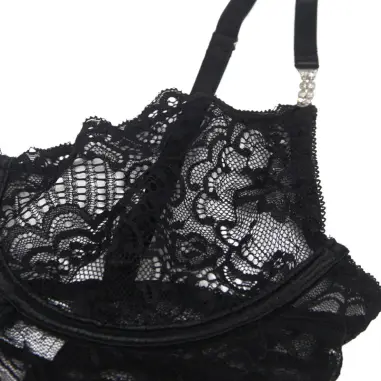 SUBBLIME - 954185 BABYDOLL DE ENCAJE CON TIRANTES AJUSTABLES NEGRO S/M 