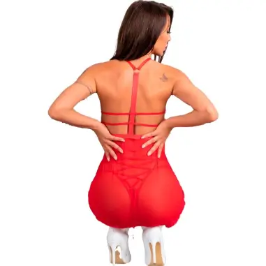 LIVCO CORSETTI FASHION - SANTAS CANDY LC 90722 CAMISA + TANGA NAVIDEÑO L/XL 