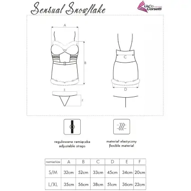 LIVCO CORSETTI FASHION - SENSUAL SNOWFLAKE LC 90603 CAMISA + TANGA + DIADEMA NAVIDEÑA S/M 
