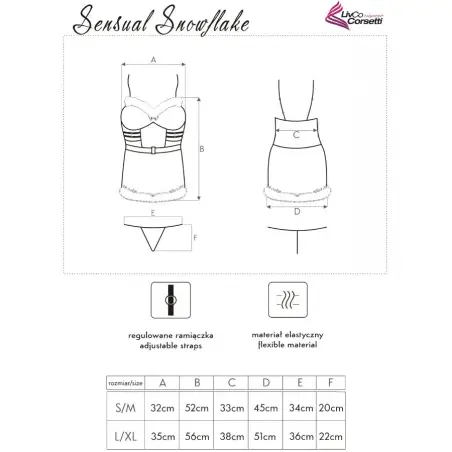 LIVCO CORSETTI FASHION - SENSUAL SNOWFLAKE LC 90603 CAMISA + TANGA + DIADEMA NAVIDEÑA S/M 
