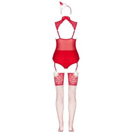 LIVCO CORSETTI FASHION - LIMPID SNOWFLAKES LC 90604 BODY + MEDIAS + DIADEMA NAVIDEÑA L/XL 