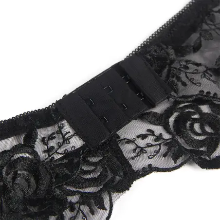 SUBBLIME - SET DE 3 PIEZAS SUJETADOR + TANGA + LIGA ESTAMPADO FLORAL NEGRO L/XL 