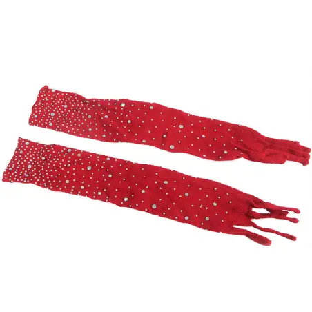 SUBBLIME - 952181 BODYSTOCKING DE REJILLA CON GUANTES Y DIAMANTES ROJO TALLA ÚNICA Bodystocking