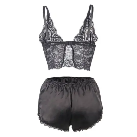 SUBBLIME - 953911 SET 3 PIEZAS ENCAJE Y SATEN NEGRO S/M 