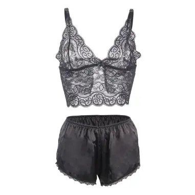 SUBBLIME - 953928 SET 3 PIEZAS ENCAJE Y SATEN NEGRO L/XL 