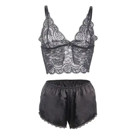 SUBBLIME - 953928 SET 3 PIEZAS ENCAJE Y SATEN NEGRO L/XL 