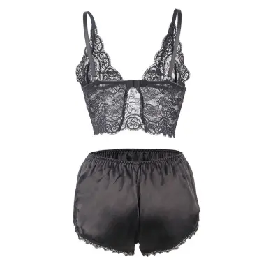 SUBBLIME - 953928 SET 3 PIEZAS ENCAJE Y SATEN NEGRO L/XL 
