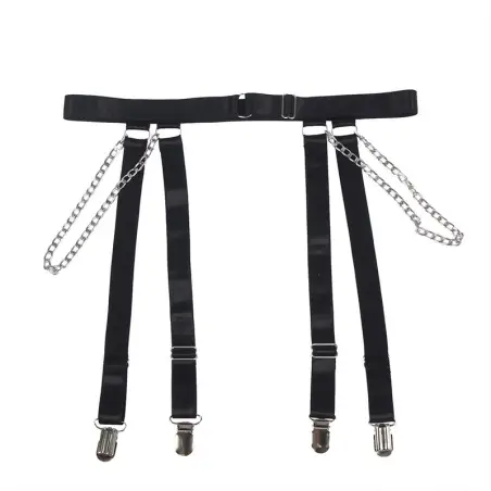 SUBBLIME - 954260 BODY CON CADENAS + LIGUEROS NEGRO S/M Conjunto de lencería sexy