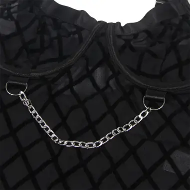 SUBBLIME - 954260 BODY CON CADENAS + LIGUEROS NEGRO S/M Conjunto de lencería sexy