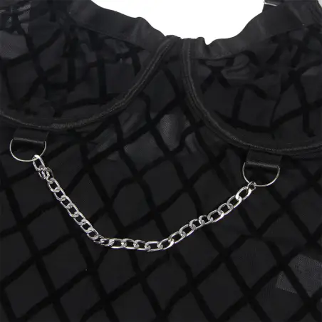 SUBBLIME - 954260 BODY CON CADENAS + LIGUEROS NEGRO S/M Conjunto de lencería sexy
