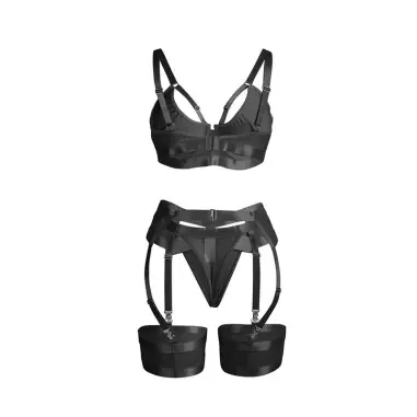 SUBBLIME - 955236 SET SUJETADOR CON LIGUERO BONDAGE NEGRO S/M Conjunto de lencería sexy