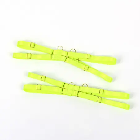 SUBBLIME - 955274 SET SUJETADOR CON COLLAR Y DETALLES PARA PIERNAS VERDE FLUORESCENTE S/M 
