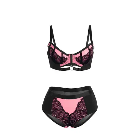 SUBBLIME - 955571 CONJUNTO SUJETADOR CON CREMALLERA DE MALLA DE CHAROL ROSA S/M 