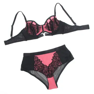 SUBBLIME - 955571 CONJUNTO SUJETADOR CON CREMALLERA DE MALLA DE CHAROL ROSA S/M 