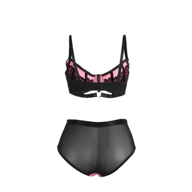 SUBBLIME - 955571 CONJUNTO SUJETADOR CON CREMALLERA DE MALLA DE CHAROL ROSA S/M 
