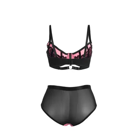 SUBBLIME - 955571 CONJUNTO SUJETADOR CON CREMALLERA DE MALLA DE CHAROL ROSA S/M 