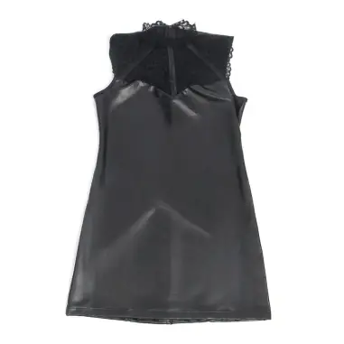 SUBBLIME - 957544 VESTIDO DE CUERO CON CUELLO DE ENCAJE NEGRO S/M 