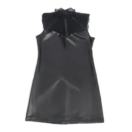 SUBBLIME - 957551 VESTIDO DE CUERO CON CUELLO DE ENCAJE NEGRO L/XL 