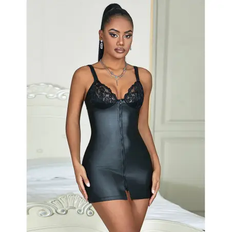 SUBBLIME - 957575 VESTIDO DE CUERO CON CREMALLERA NEGRO L/XL 