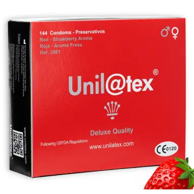 UNILATEX - PRESERVATIVOS ROJOS/FRESA 144 UDS 