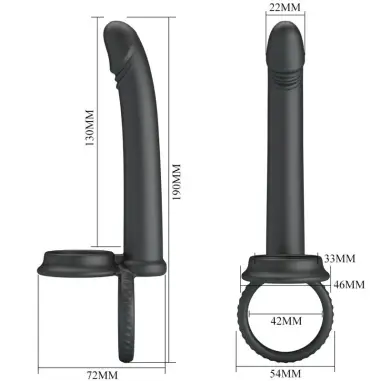 PRETTY LOVE - MOSES ANILLO DOBLE PENE PARA DONLE PENETACIÓN NEGRO Anillos para Doble Penetración