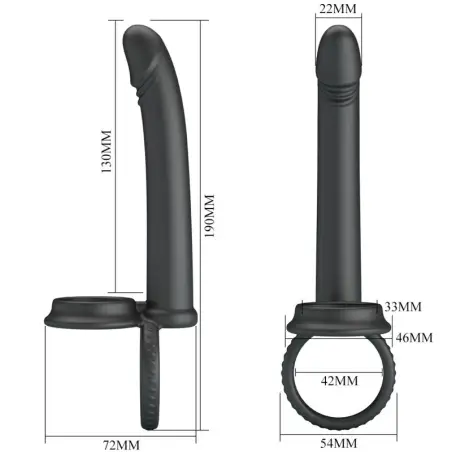 PRETTY LOVE - MOSES ANILLO DOBLE PENE PARA DONLE PENETACIÓN NEGRO Anillos para Doble Penetración