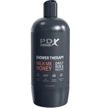PDX PLUS - MASTURBADOR STROKER DISEÑO DISCRETO DE BOTE CHAMPU MILK ME HONEY CARAMELO Vaginas con vibración