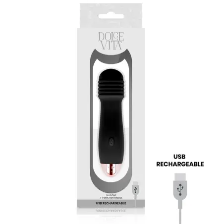 DOLCE VITA - VIBRADOR RECARGABLE TRES NEGRO 7 VELOCIDADES 