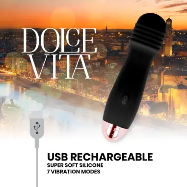 DOLCE VITA - VIBRADOR RECARGABLE TRES NEGRO 7 VELOCIDADES 